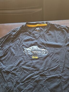 Puma Black Tee with Yellow Accent and Car Graphic Porsche Puma Legacy